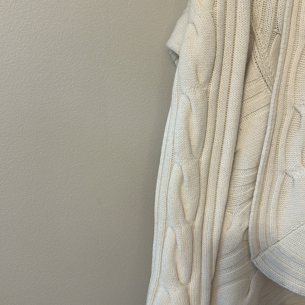 Islefield Womens Cream Cable Knit Open  Cardigan Sweater Wool/Cashmere Sz Small - Picture 5 of 6